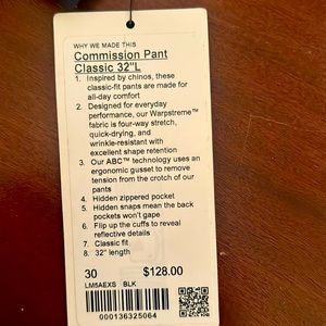 Lululemon Commission pants ABC classic 32“ L 30“W black, new with tags